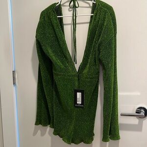 Pretty little thing Green glitter long sleeve romper